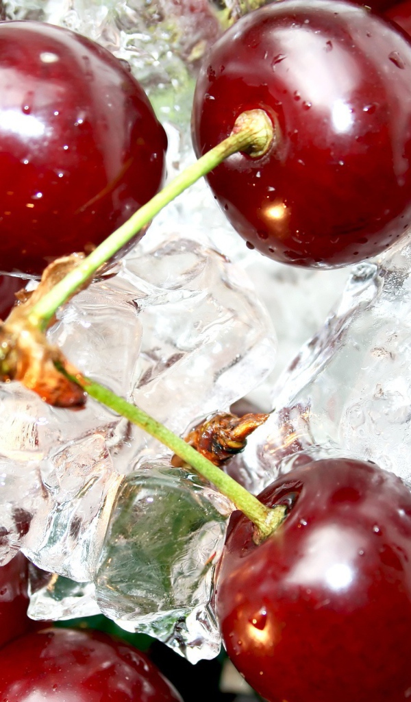 Вишни на кубиках льда
