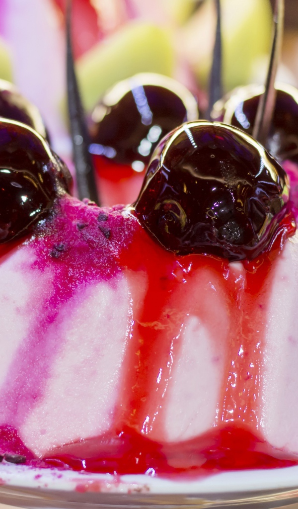 Творожное желе с вишнями