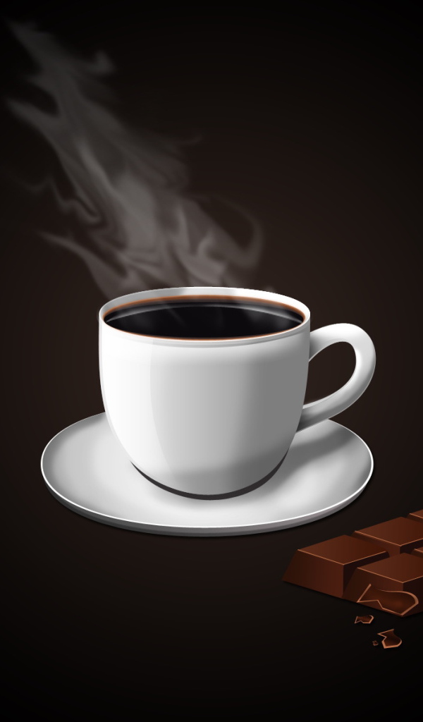 Чашка кофе с плиткой шоколада