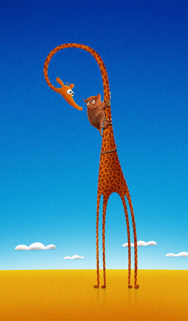 Обезьяна на жирафе