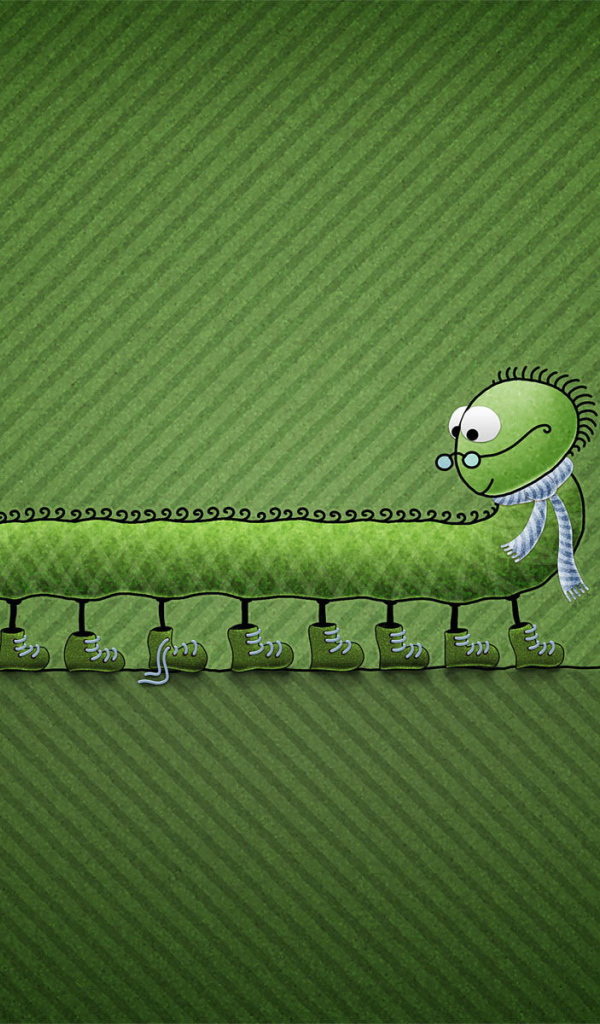 	   Centipede in glasses on a green background