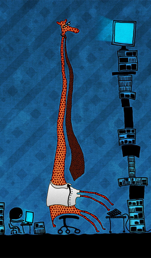 Жираф за компьютером