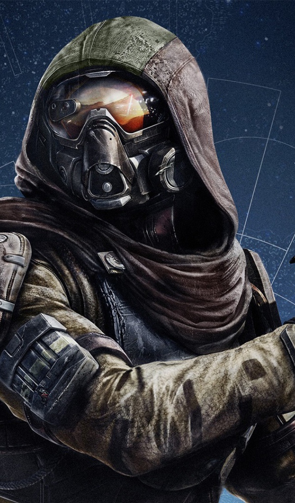Солдат в маске с пистолетом, игра Destiny