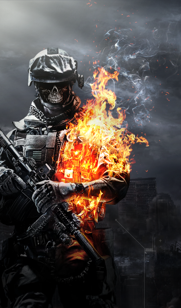 Горящий солдат из игры Battlefield 3