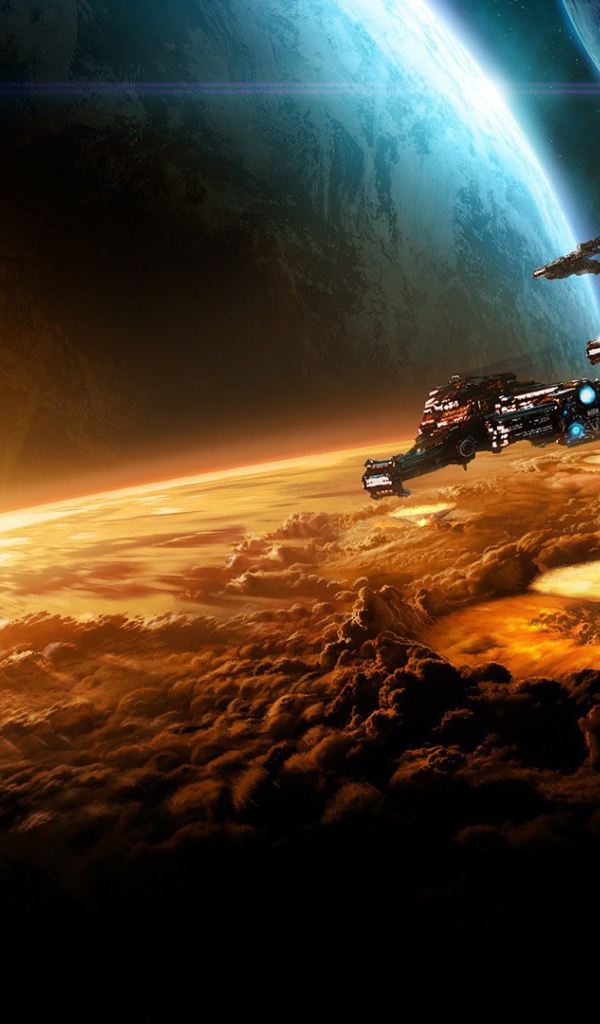 Сброс бомб на планету в игре Starcraft II