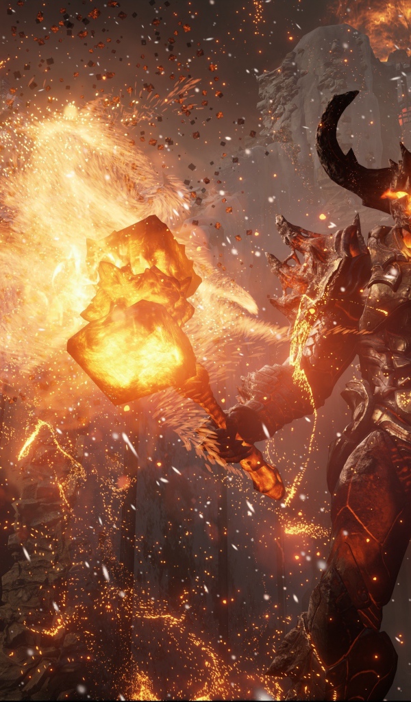 Огненный демон с молотом в игре Unreal Engine 4