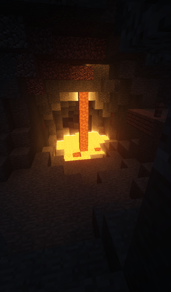 Очаг в пещере в игре Minecraft