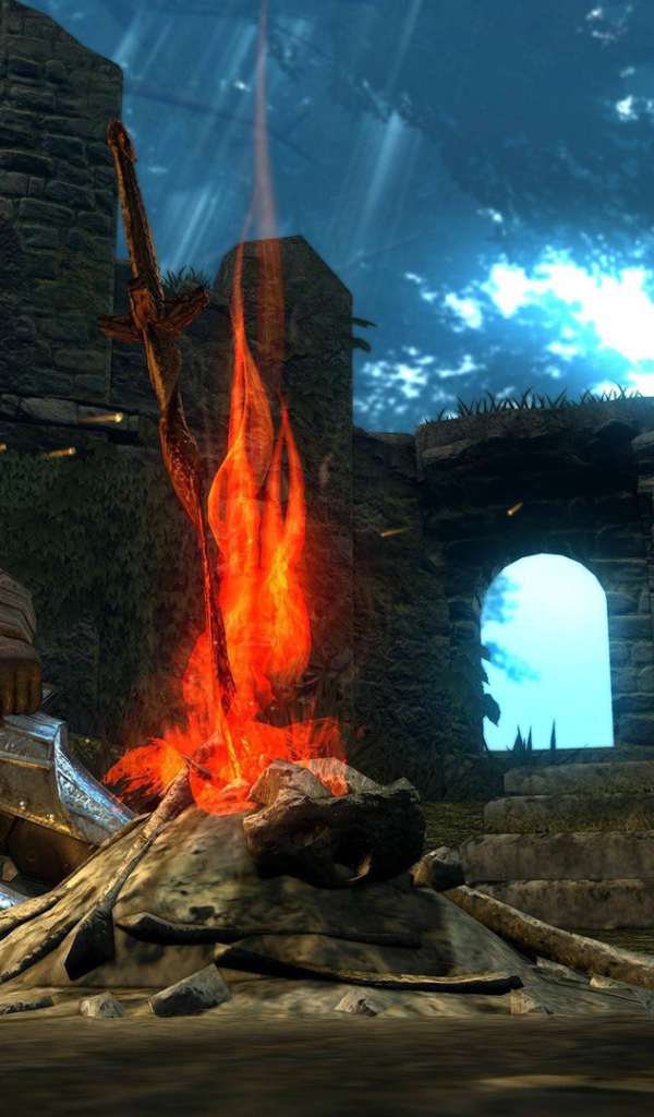 Рыцарь у костра в игре Dark Souls