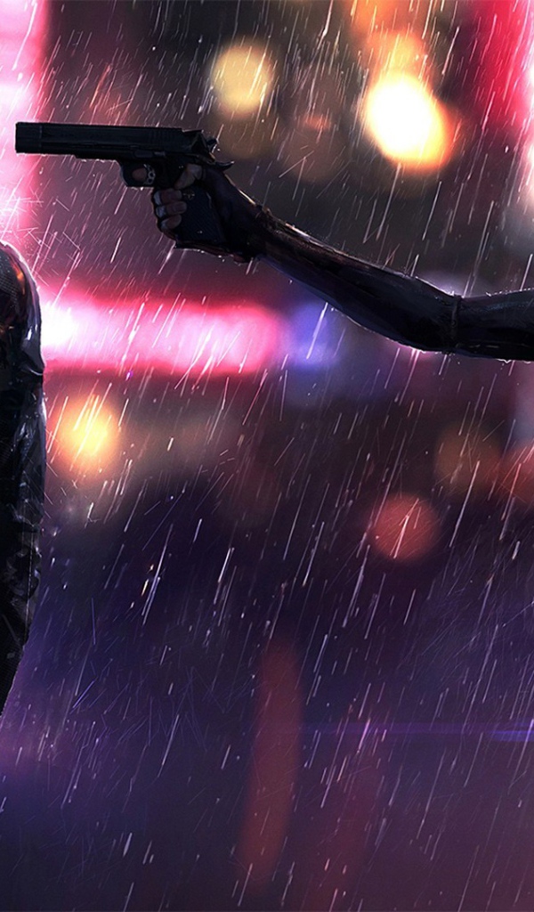 Человек и робот в игре Cyberpunk 2077