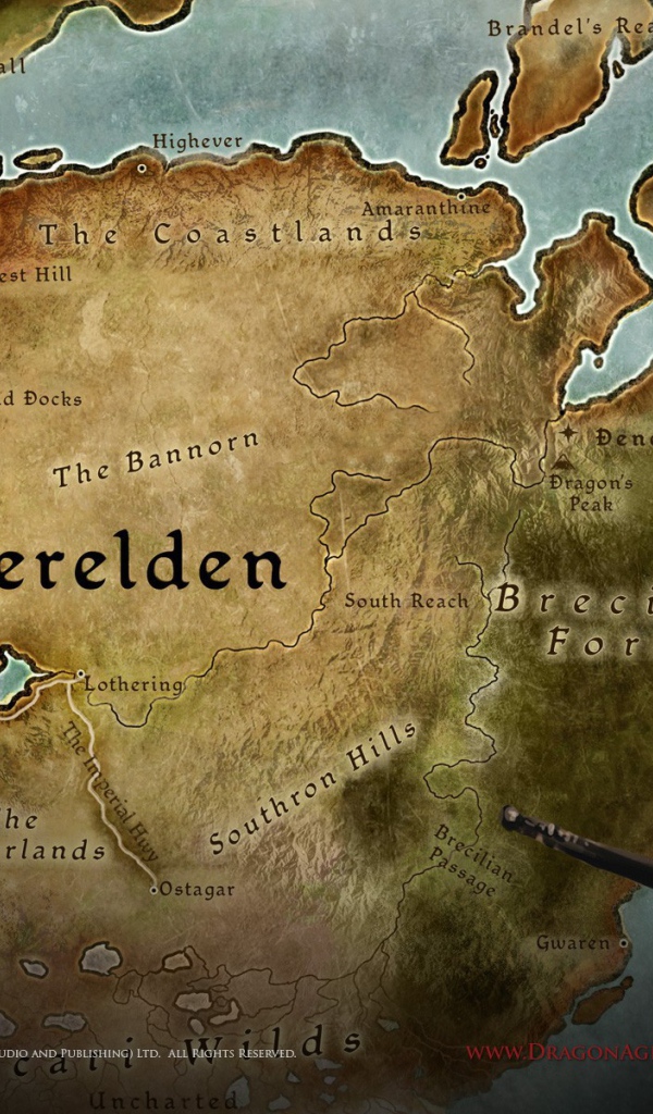 Карта земель в игре Dragon Age