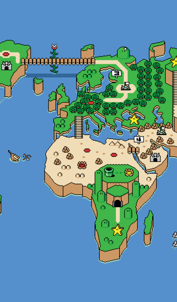 Карта мира, игра Super Mario Bros