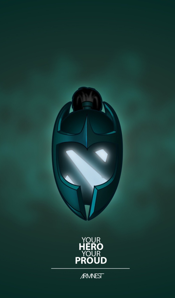 Маска из игры Dota 2, зеленый фон