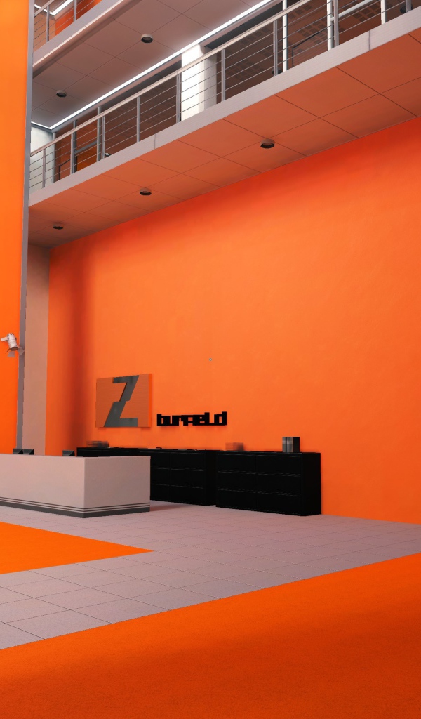 Оранжевый интерьер в игре Mirror's Edge