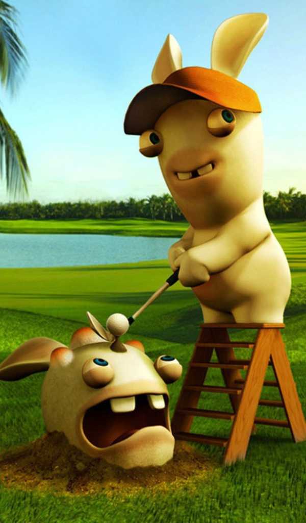 Кролики играют в гольф, игра Rayman Raving Rabbids