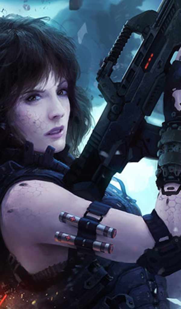 Солдат в игре Shadowrun Returns, киберпанк