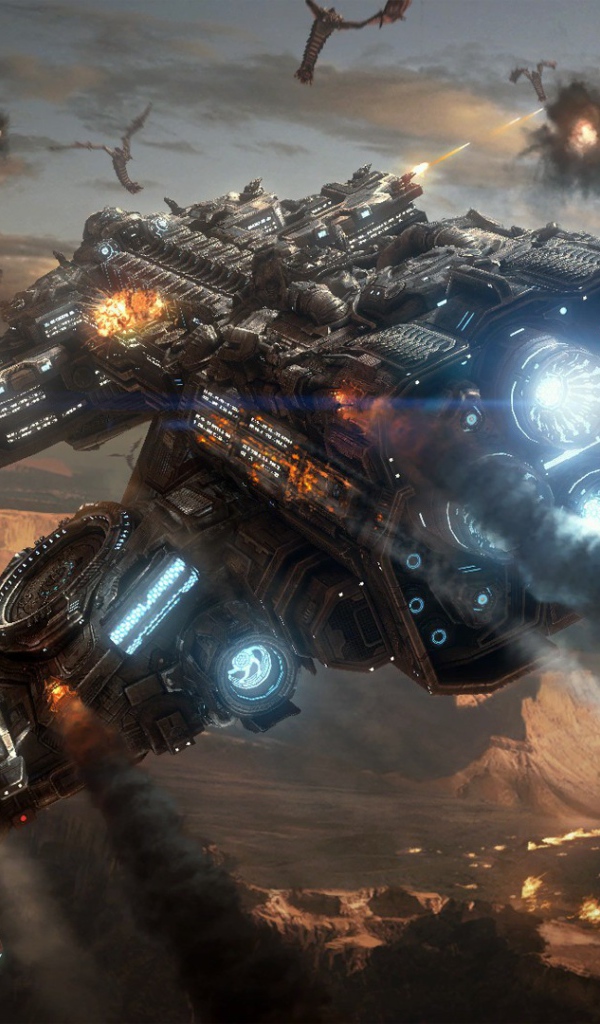 Космическое сражение в игре Starcraft II