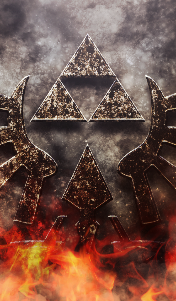 Символ игры The Legend of Zelda в огне