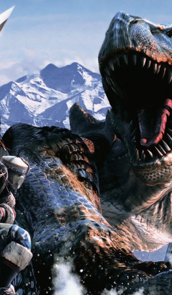 Сражение с драконом в горах, игра Monster Hunter