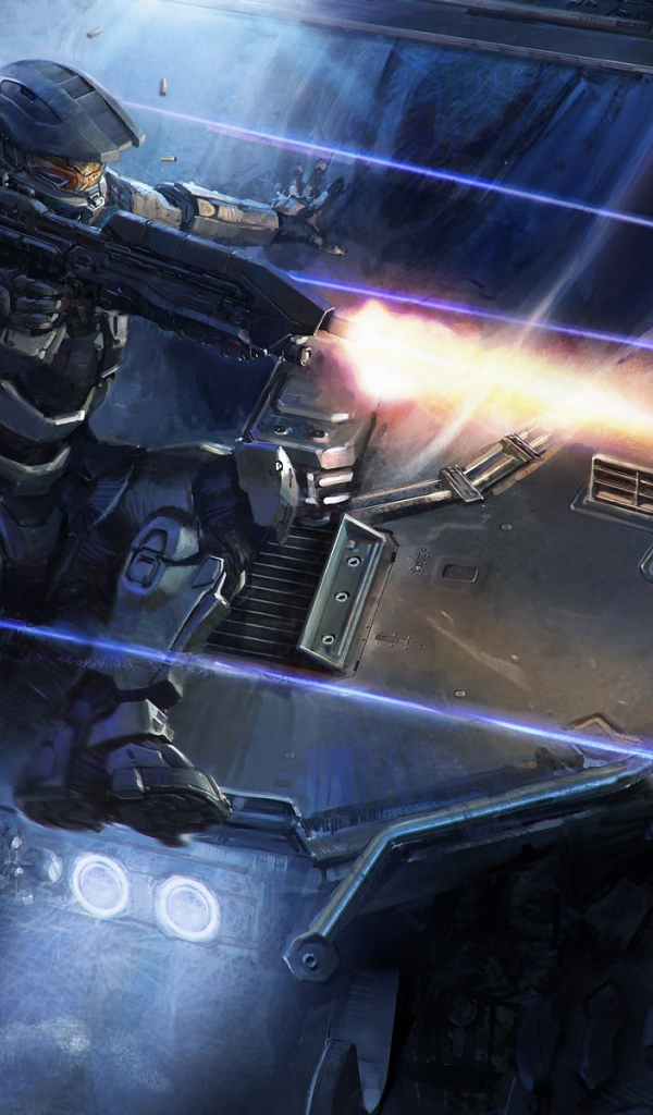 Солдат Мастер Чиф во время боя, игра Halo 5