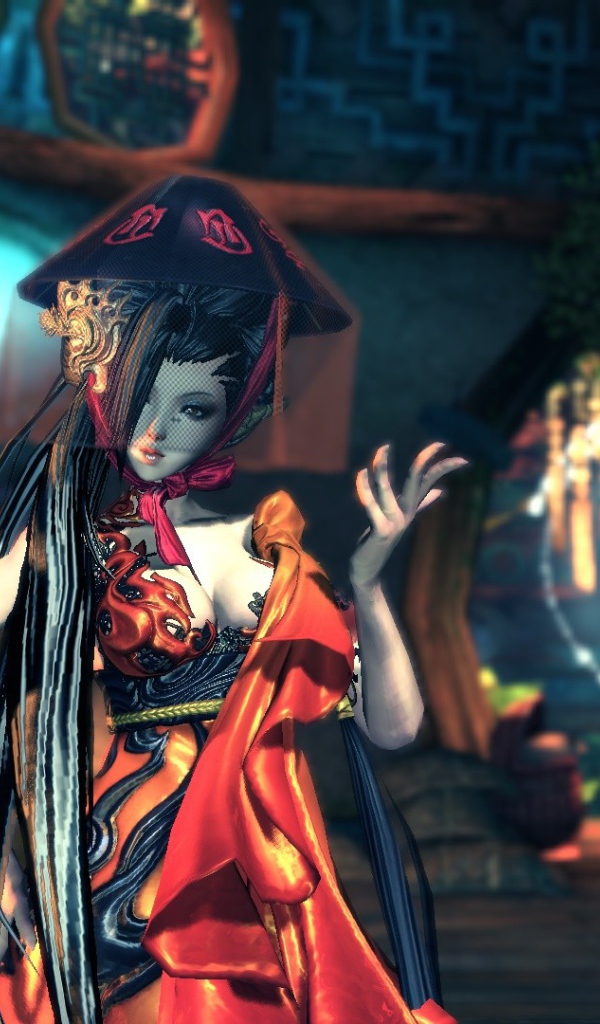 Вуаль на лице девушки из игры Blade & Soul