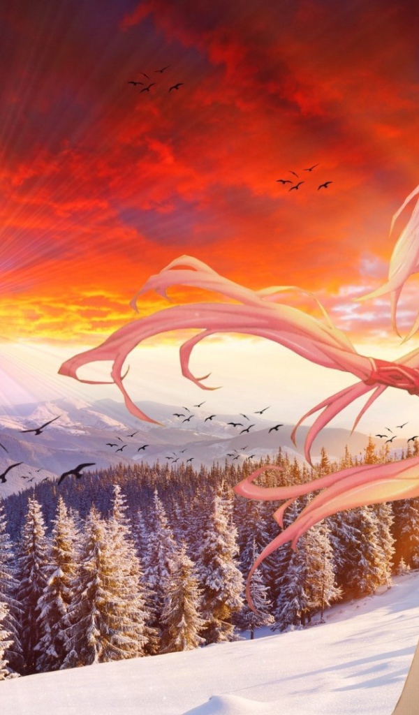 Зимний пейзаж в игре Guilty Crown