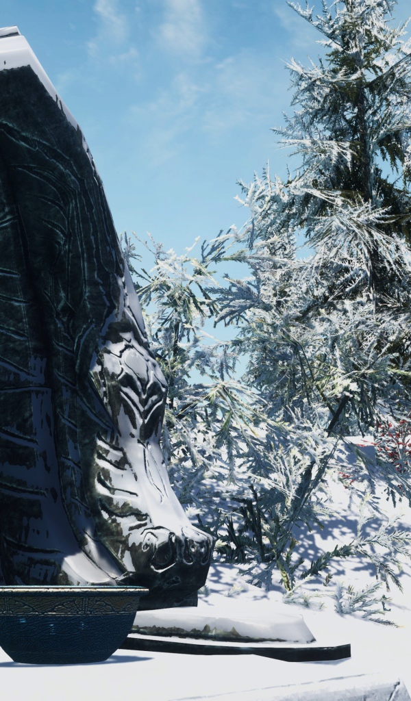 Зимний пейзаж в игре The Elder Scrolls V Skyrim