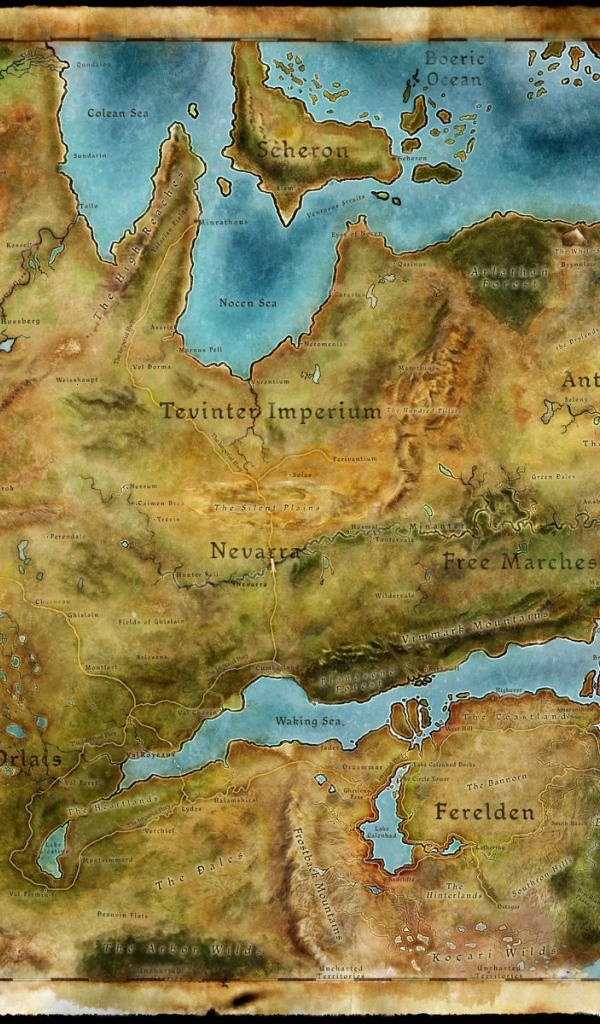 Карта мира игры Dragon Age Inquisition