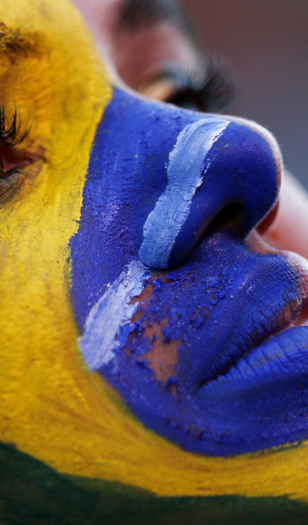 Флаг Бразилии нарисован на лице девушки