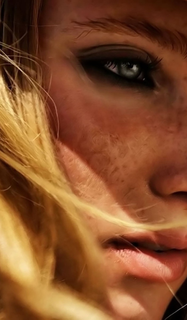 Веснушки у девушки в соломенной шляпе