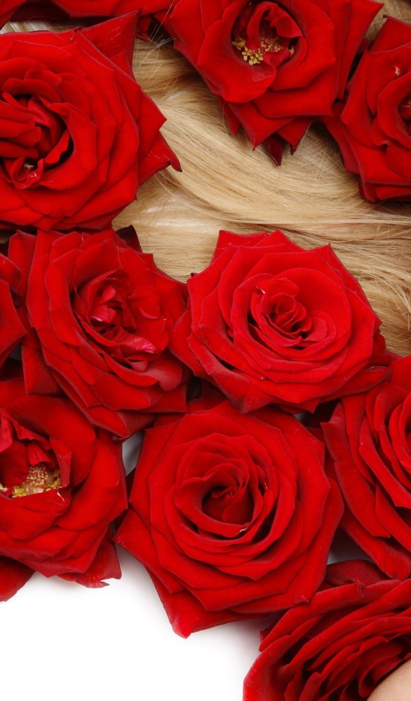 Волосы у девушки в розах