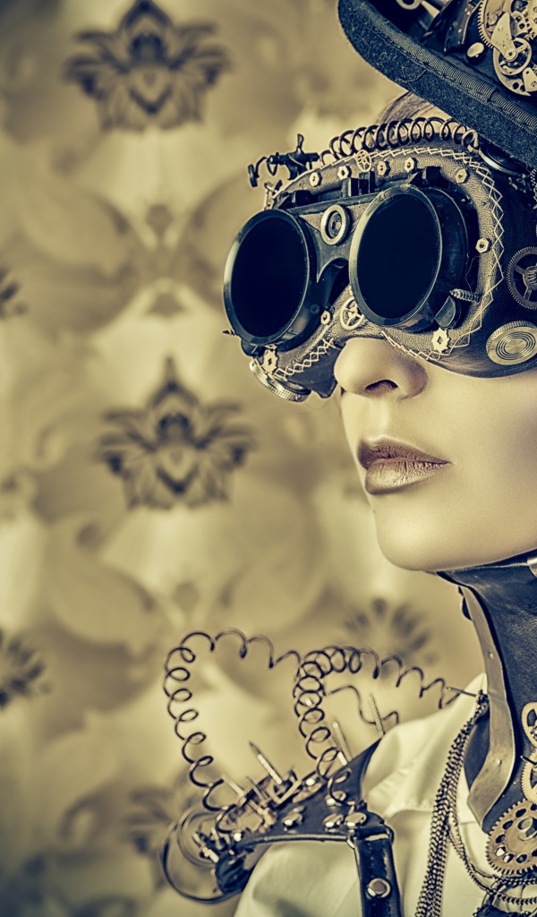 Модель в стильном наряде, стимпанк