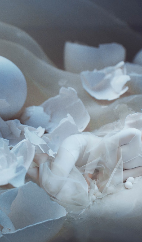 Девушка спит в яичной скорлупе