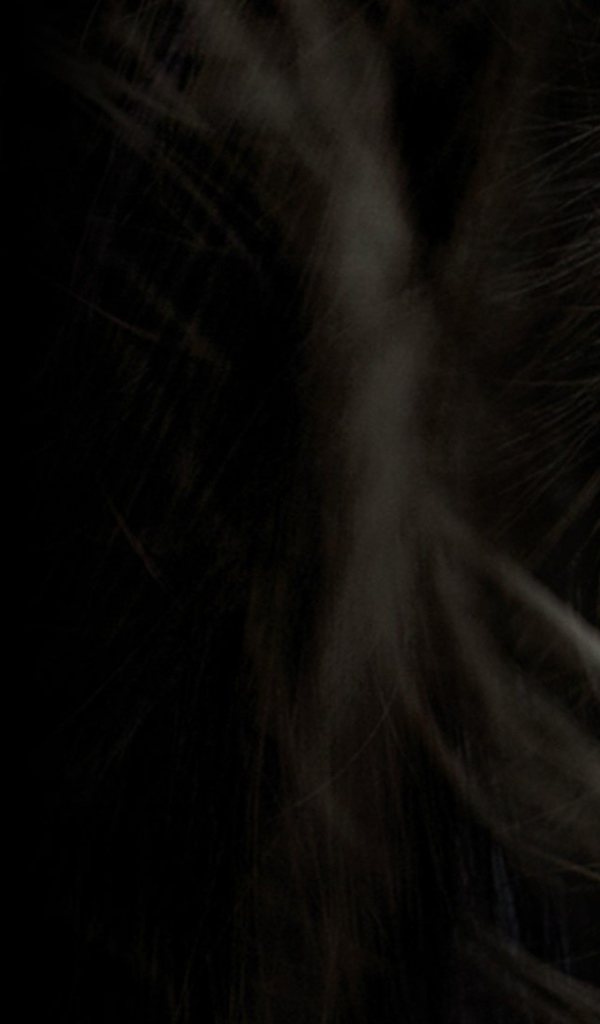 Лицо девушки среди волос на темном фоне