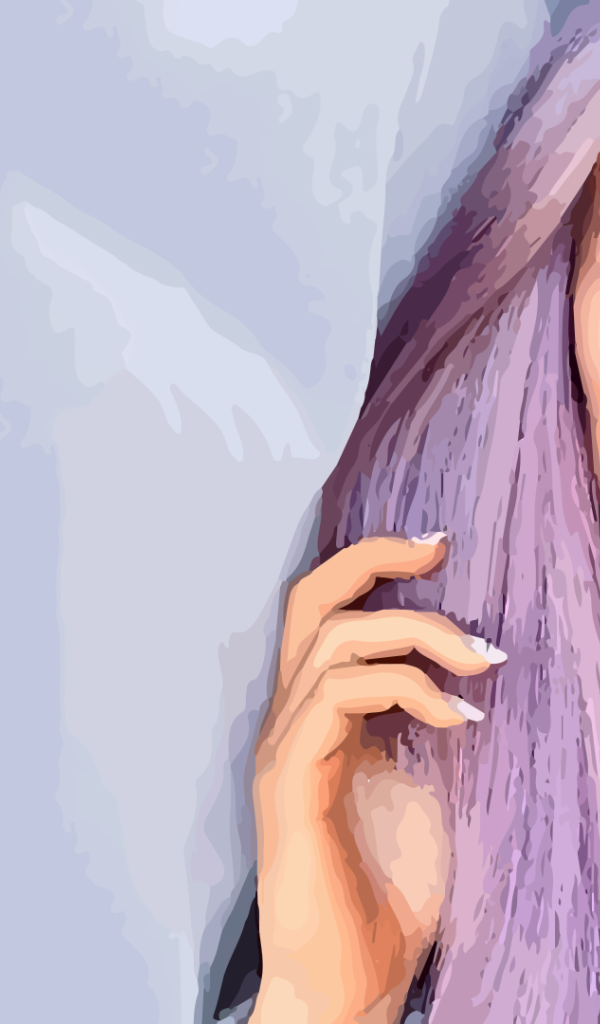 Девушка с фиолетовыми волосами, рисунок