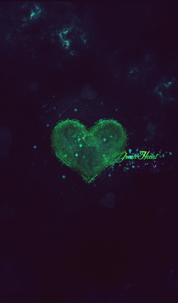 Зеленое сердце на черном фоне
