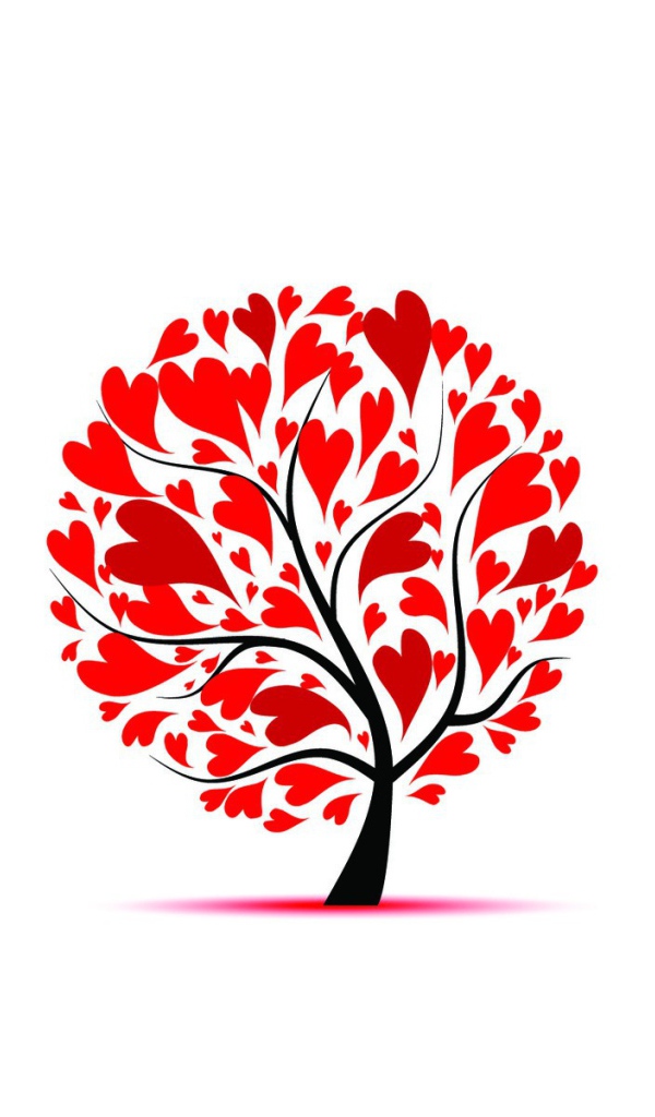 Сердца на дереве вместо листвы