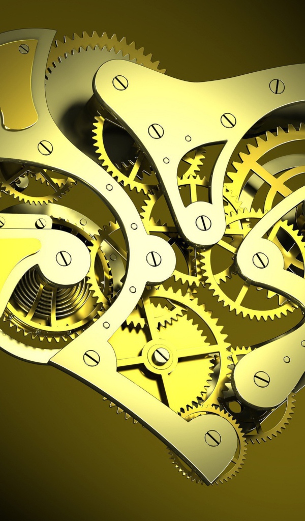 Механическое сердце, желтый фон