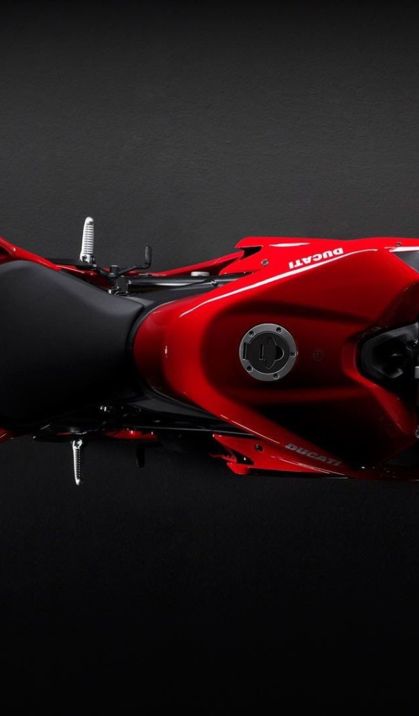 Красный мотоцикл, вид сверху