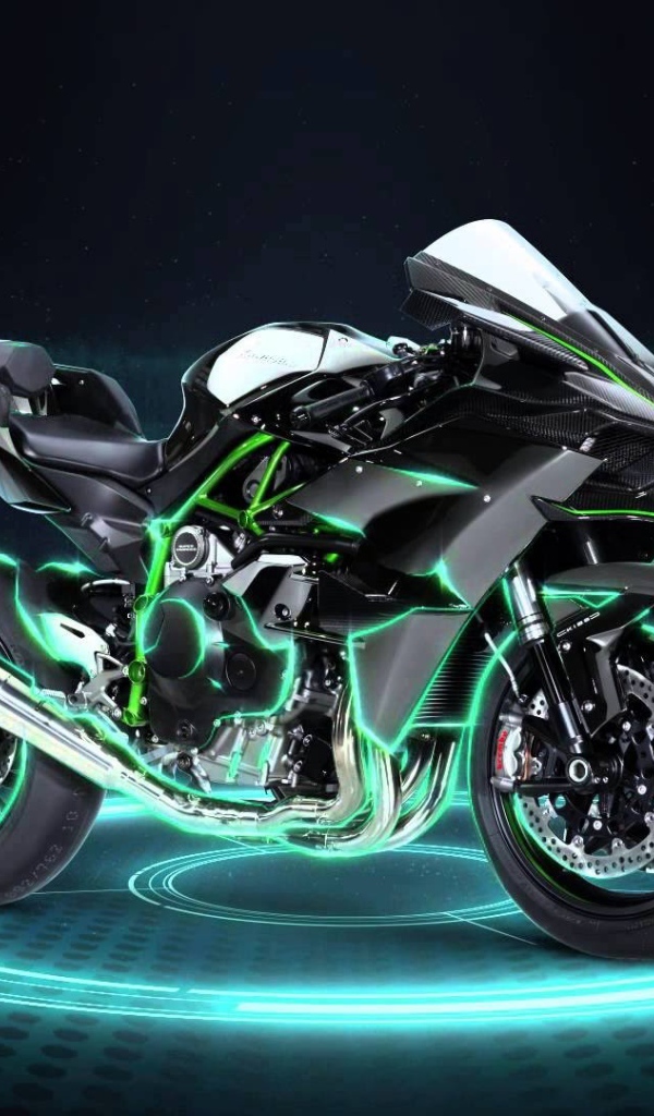 Неоновый мотоцикл Кавасаки