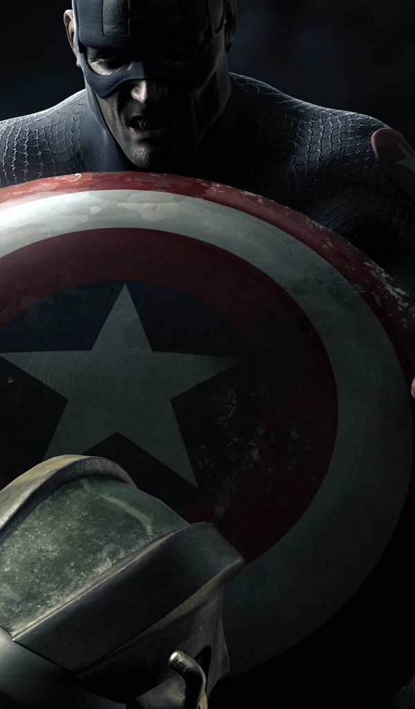 Капитан Америка поднимает щит