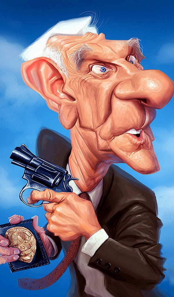 Карикатура на актера Лесли Нильсена