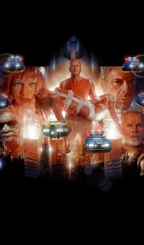 Персонажи фильма Пятый элемент на черном фоне