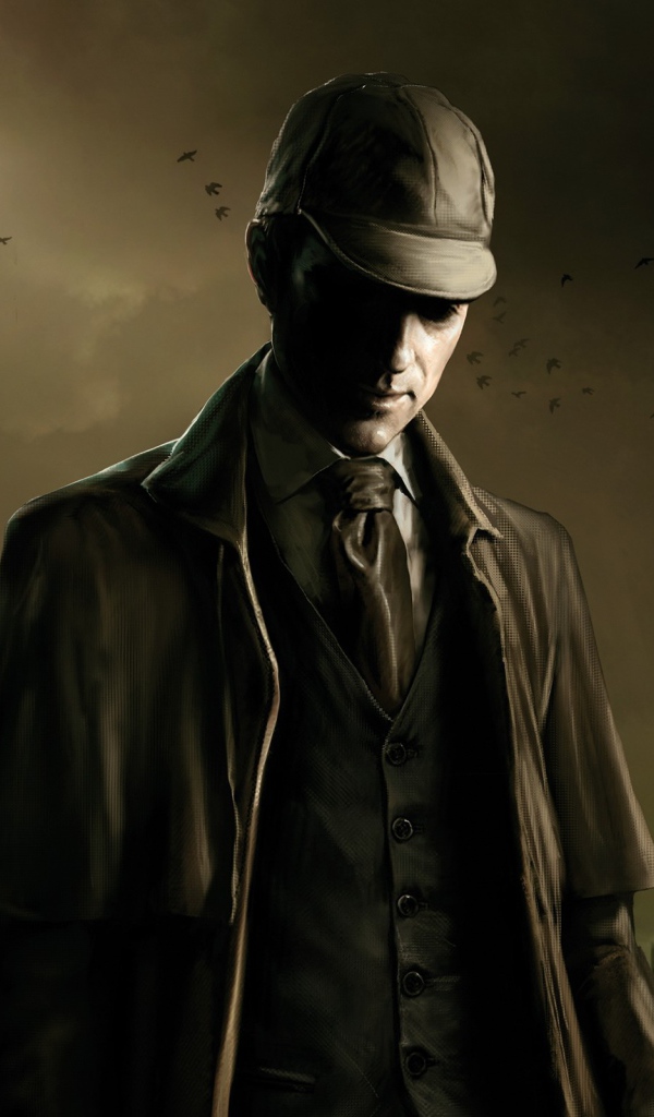 Шерлок Холмс на фоне мрачного Лондона