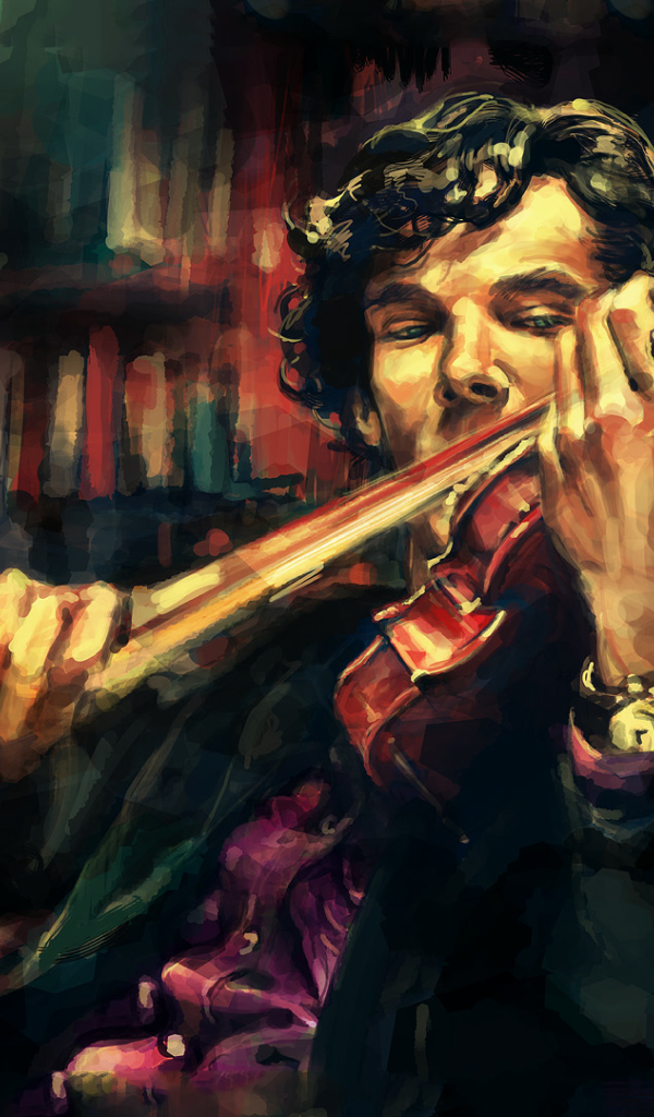 Шерлок играет на скрипке, арт