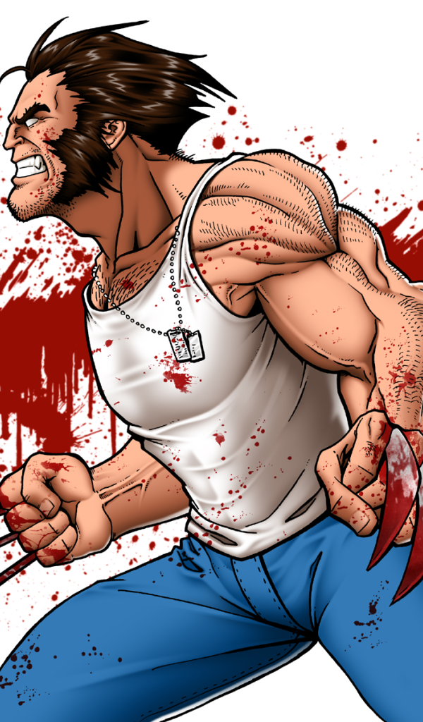 Росомаха на фоне пятен крови, арт