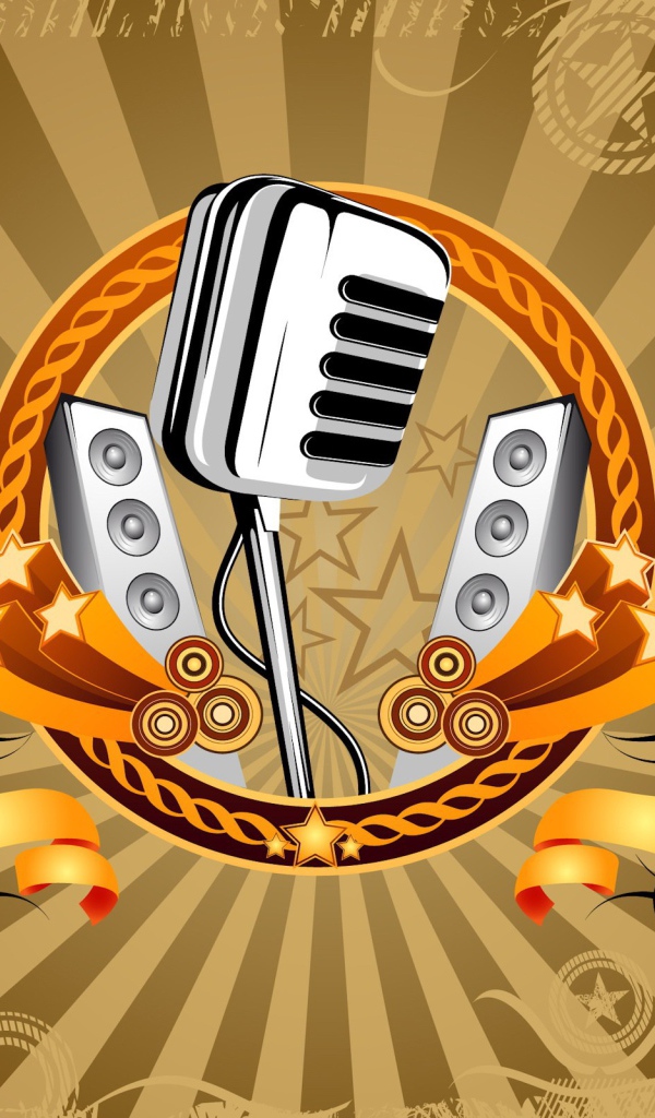 Аудио колонки и студийный микрофон