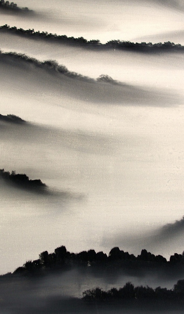 Холмы в густом тумане