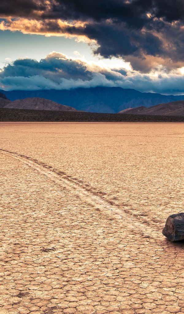 Одинокий камень путешествует по пустыне