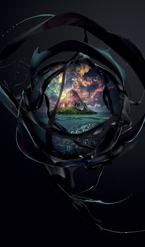 Остров на черном фоне