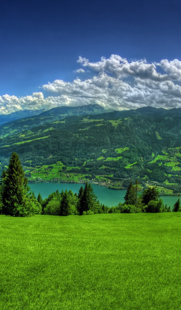 Горный пейзаж,  фото через линзу рыбий глаз